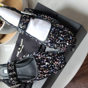 Rag & Bone Women's Black Sequin Mary Jane Shoes